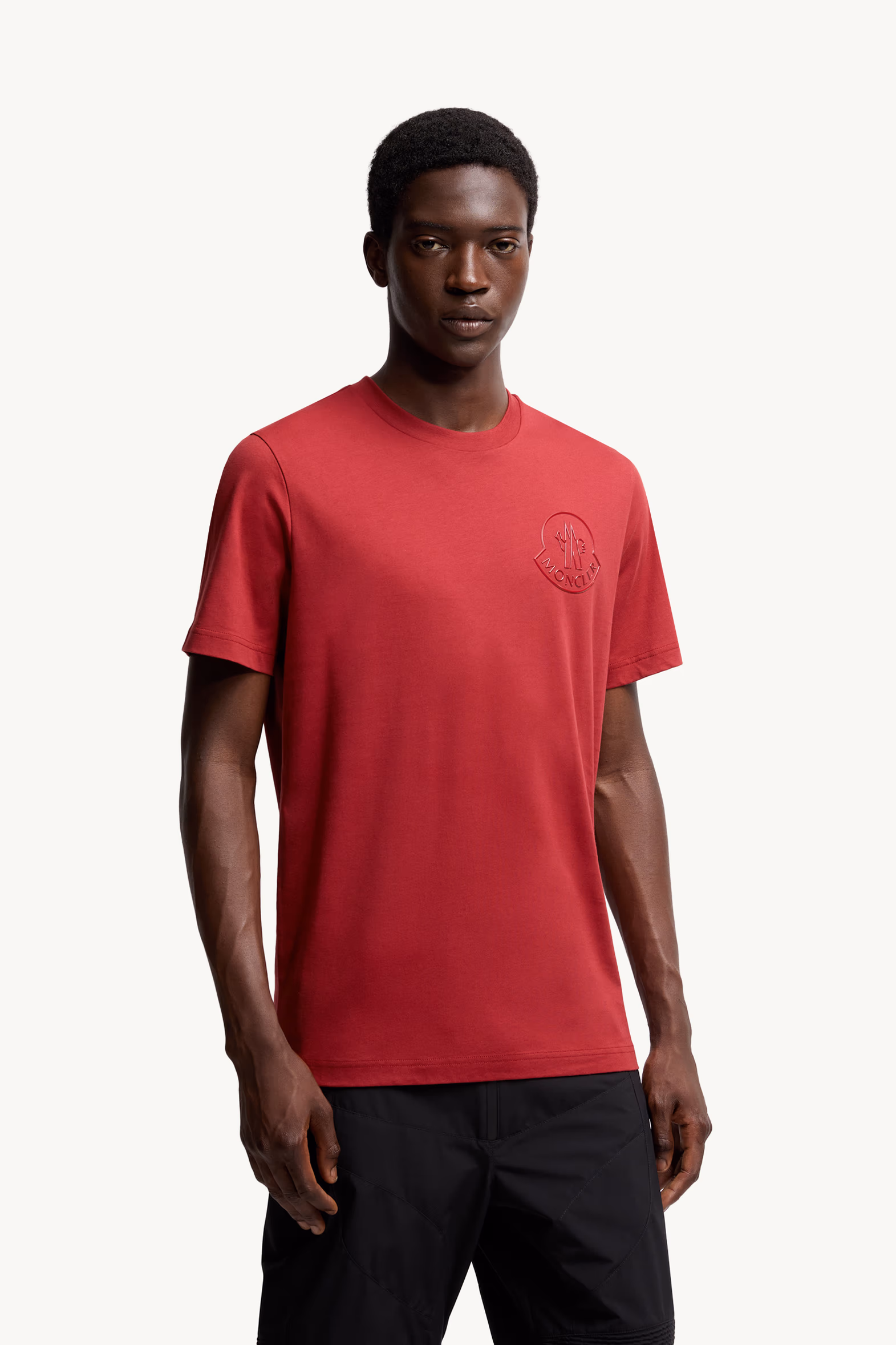 Three-Dimensional Logo Cotton T-Shirt Men Dark Red Moncler 3